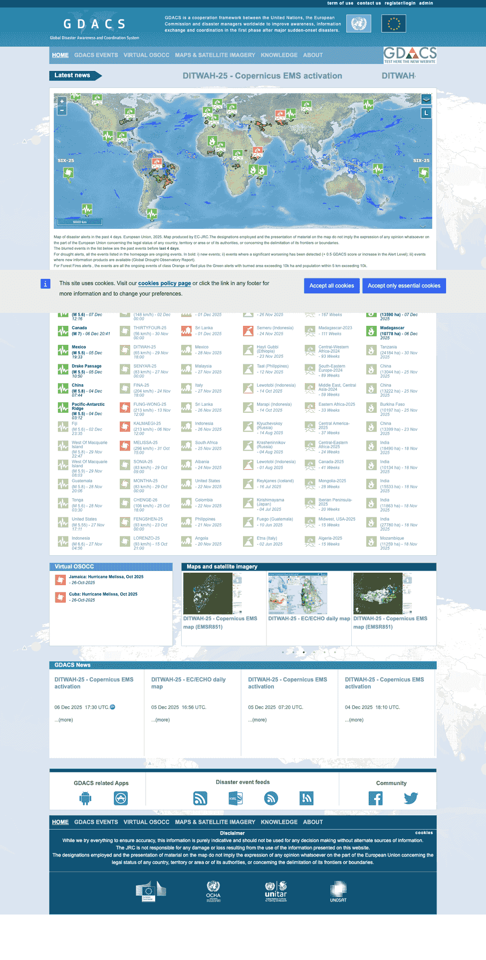 GDACS global alerts