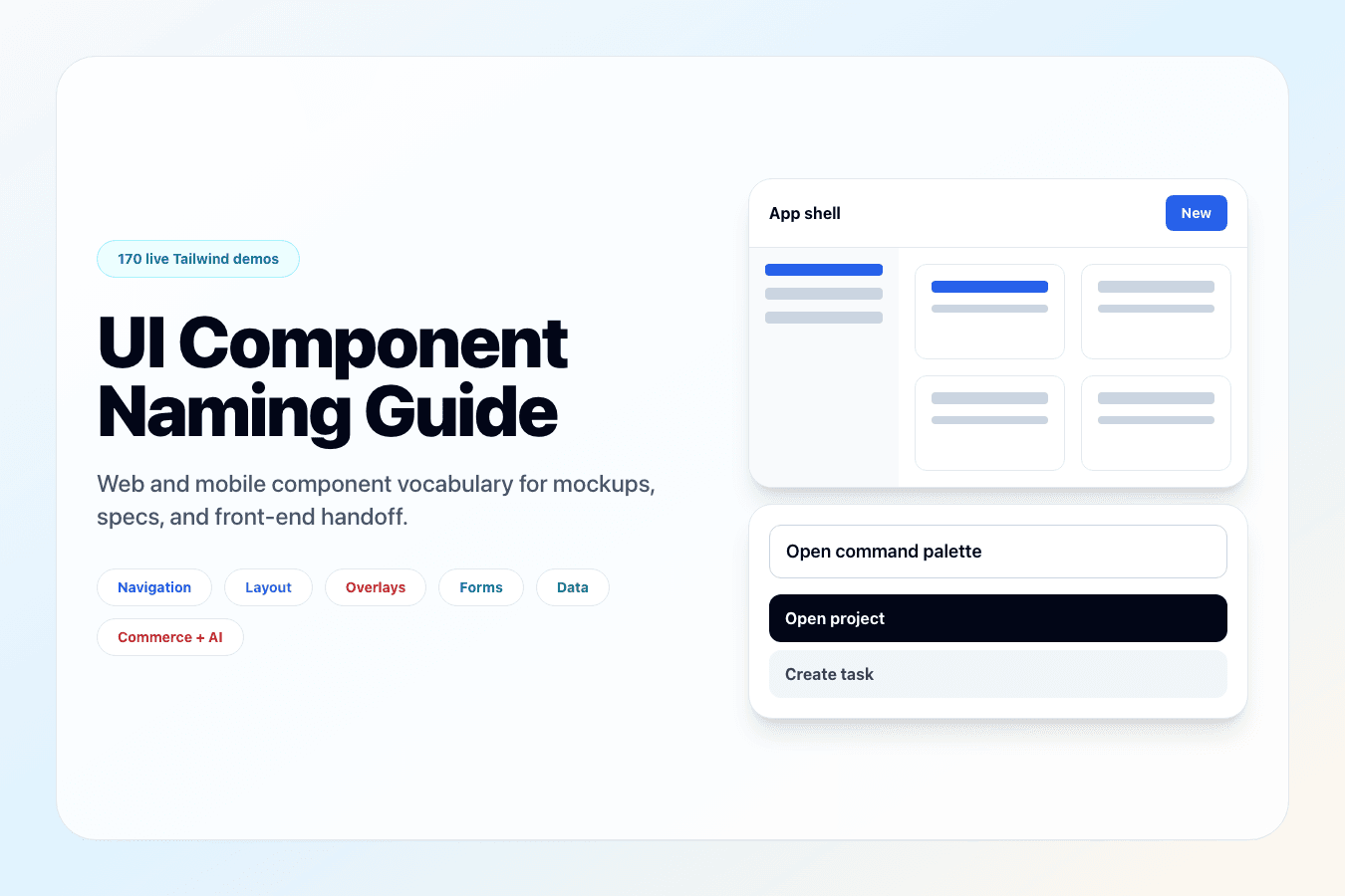 The UI Component Naming Guide: 170 Web and Mobile Patterns for Mockups and Specs