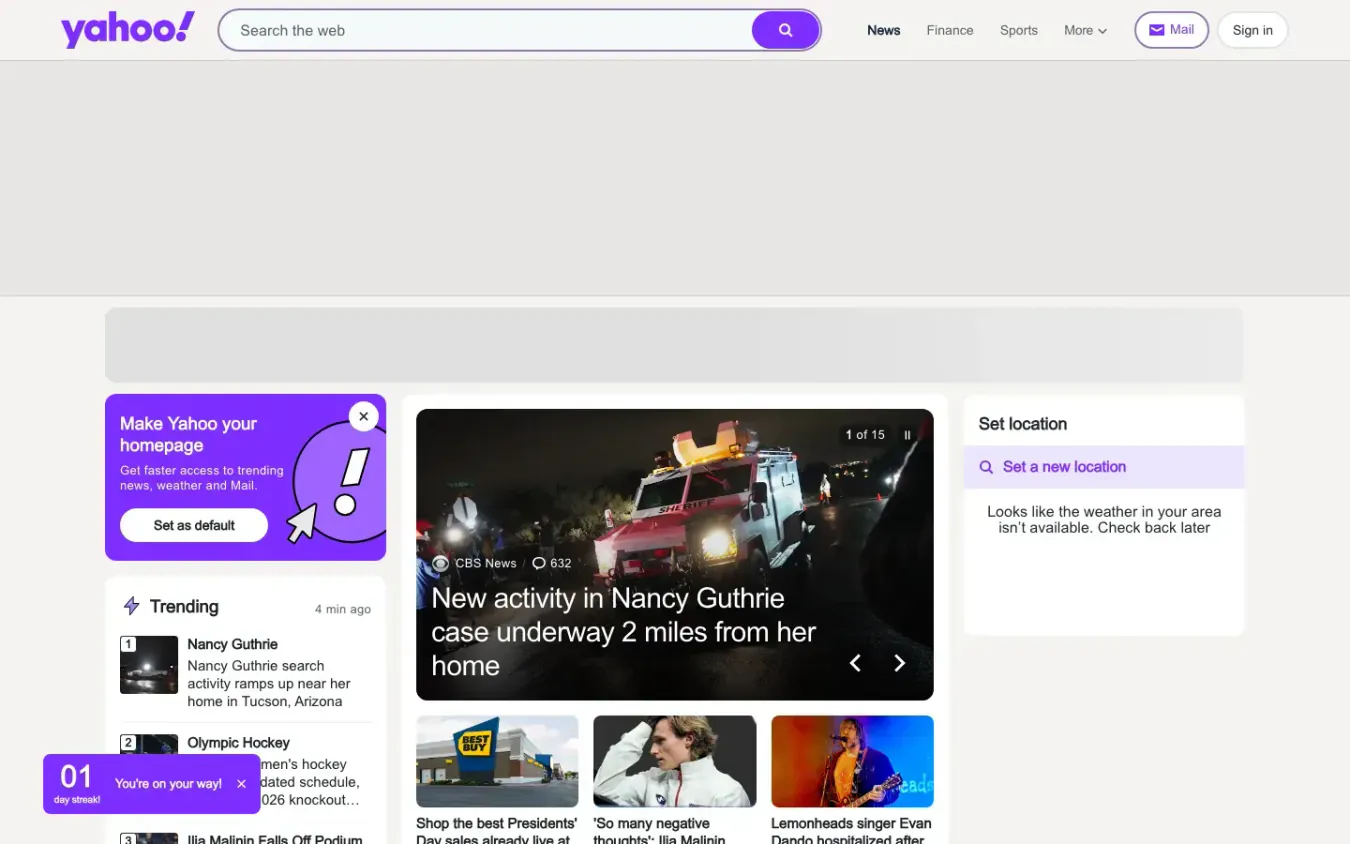 Yahoo: Desktop preview