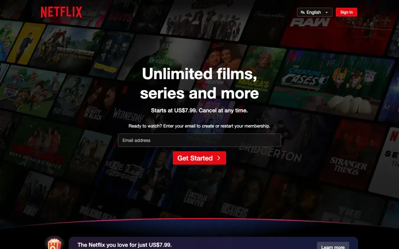 Netflix: Desktop preview