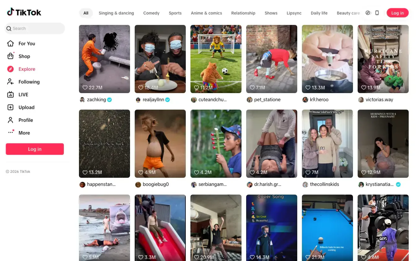 TikTok: Desktop preview
