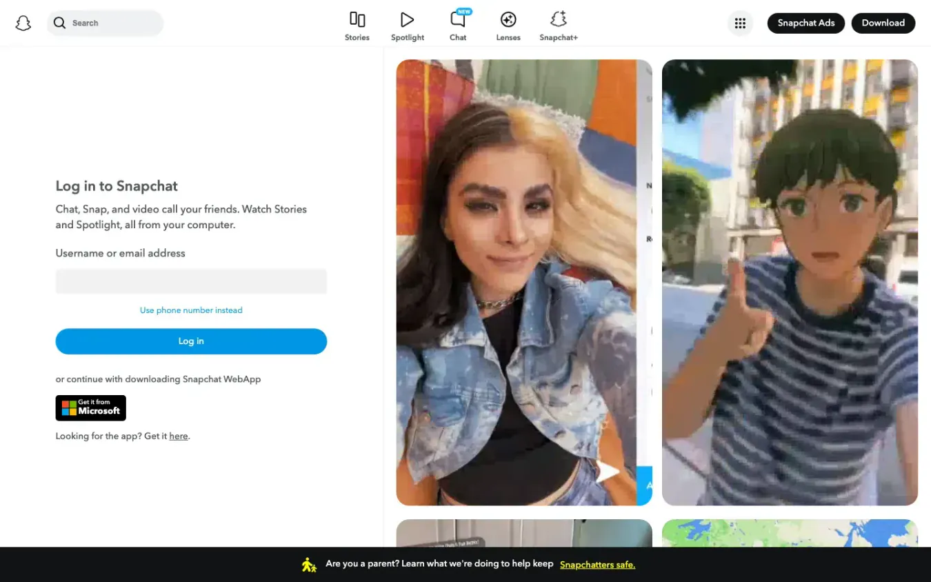 Snapchat: Desktop preview