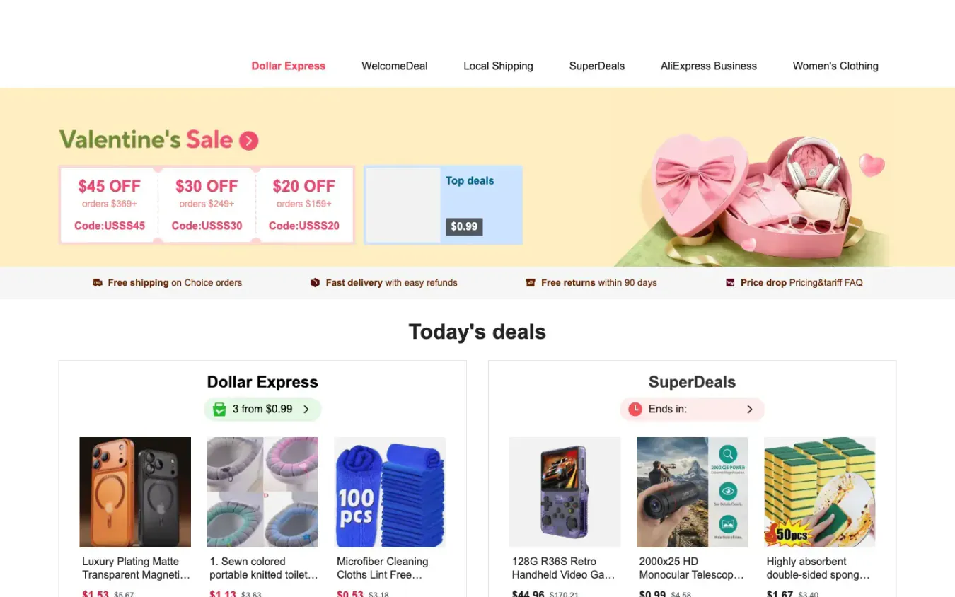 AliExpress: Desktop preview