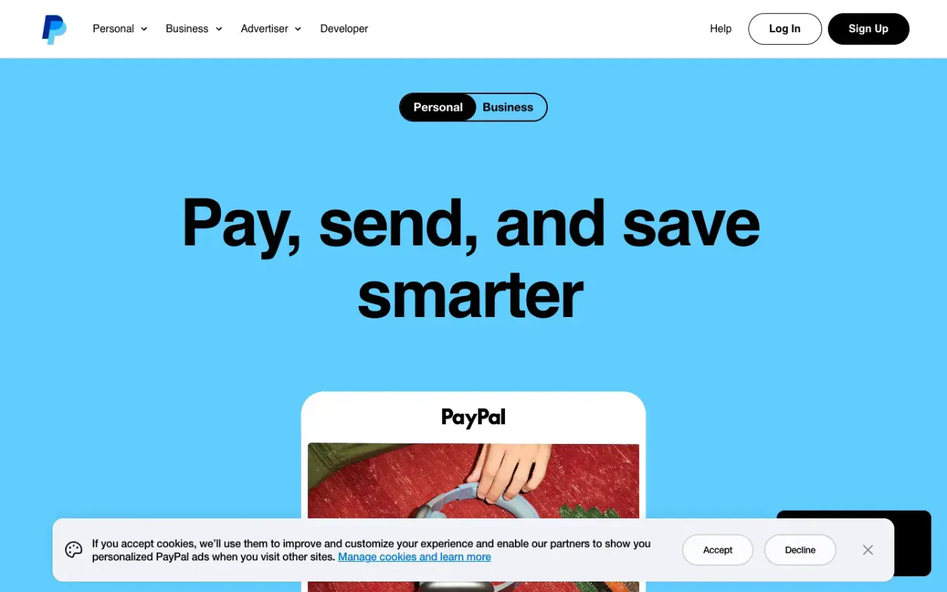 PayPal: Desktop preview
