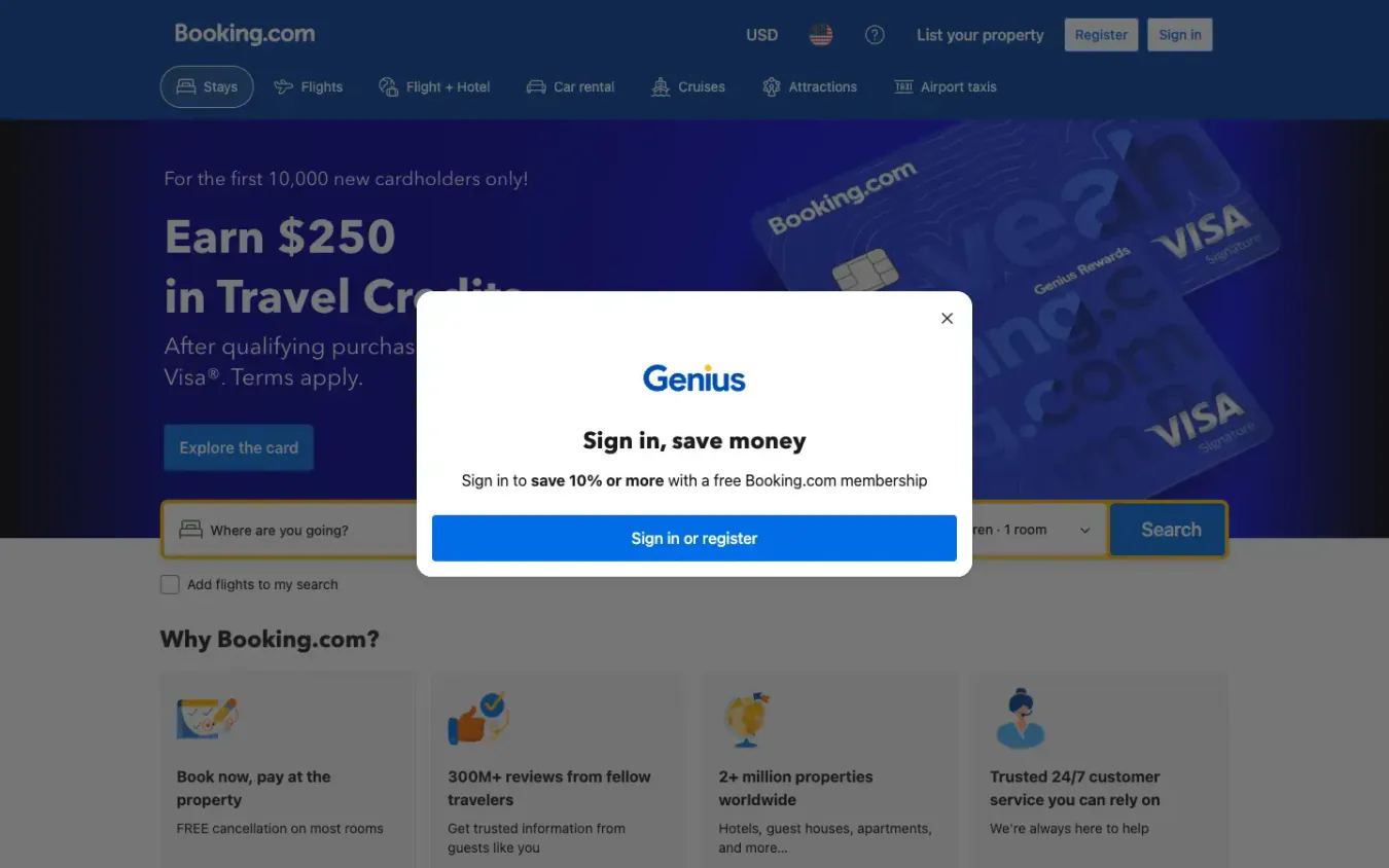Booking.com: Desktop preview