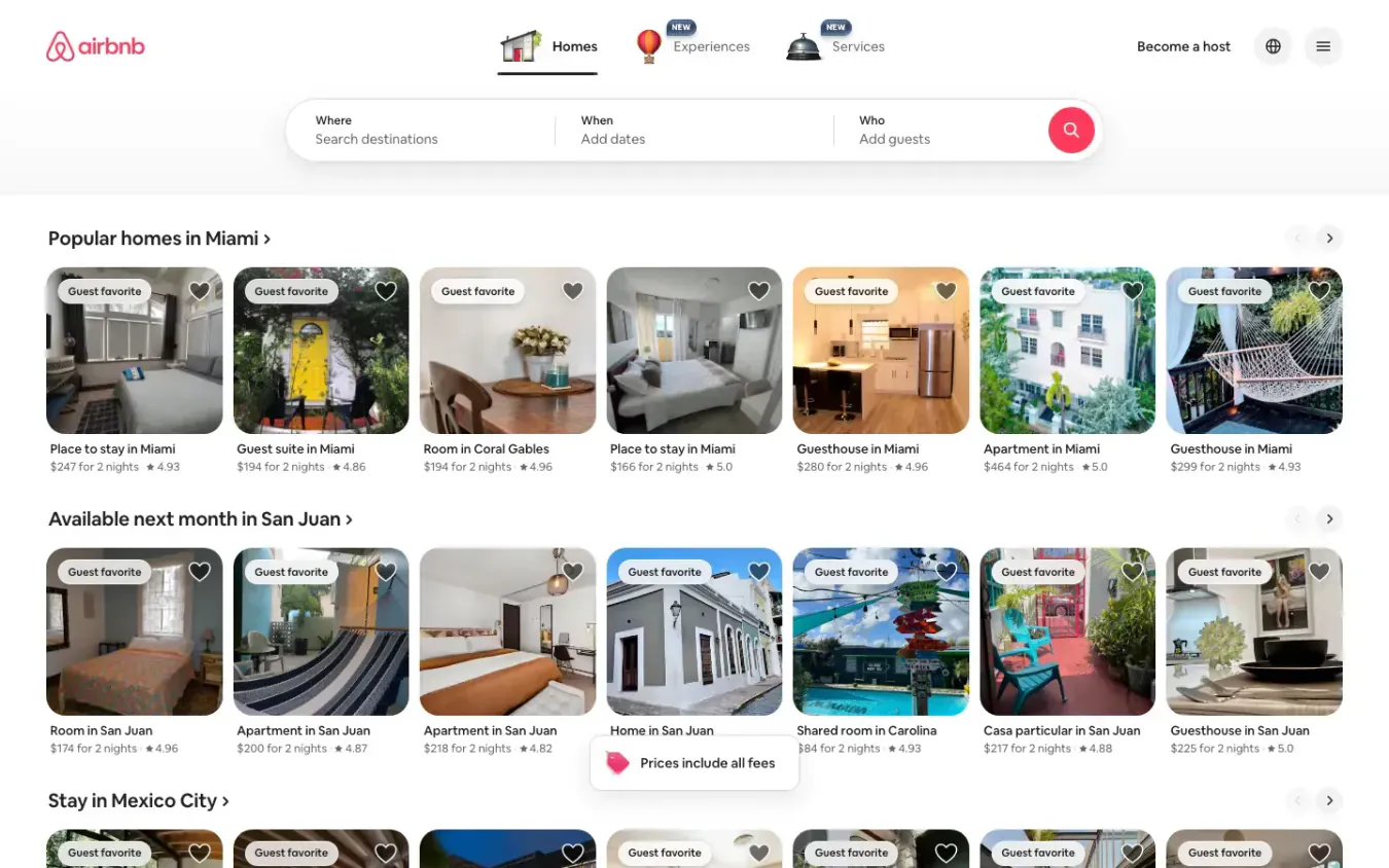 Airbnb: Desktop preview