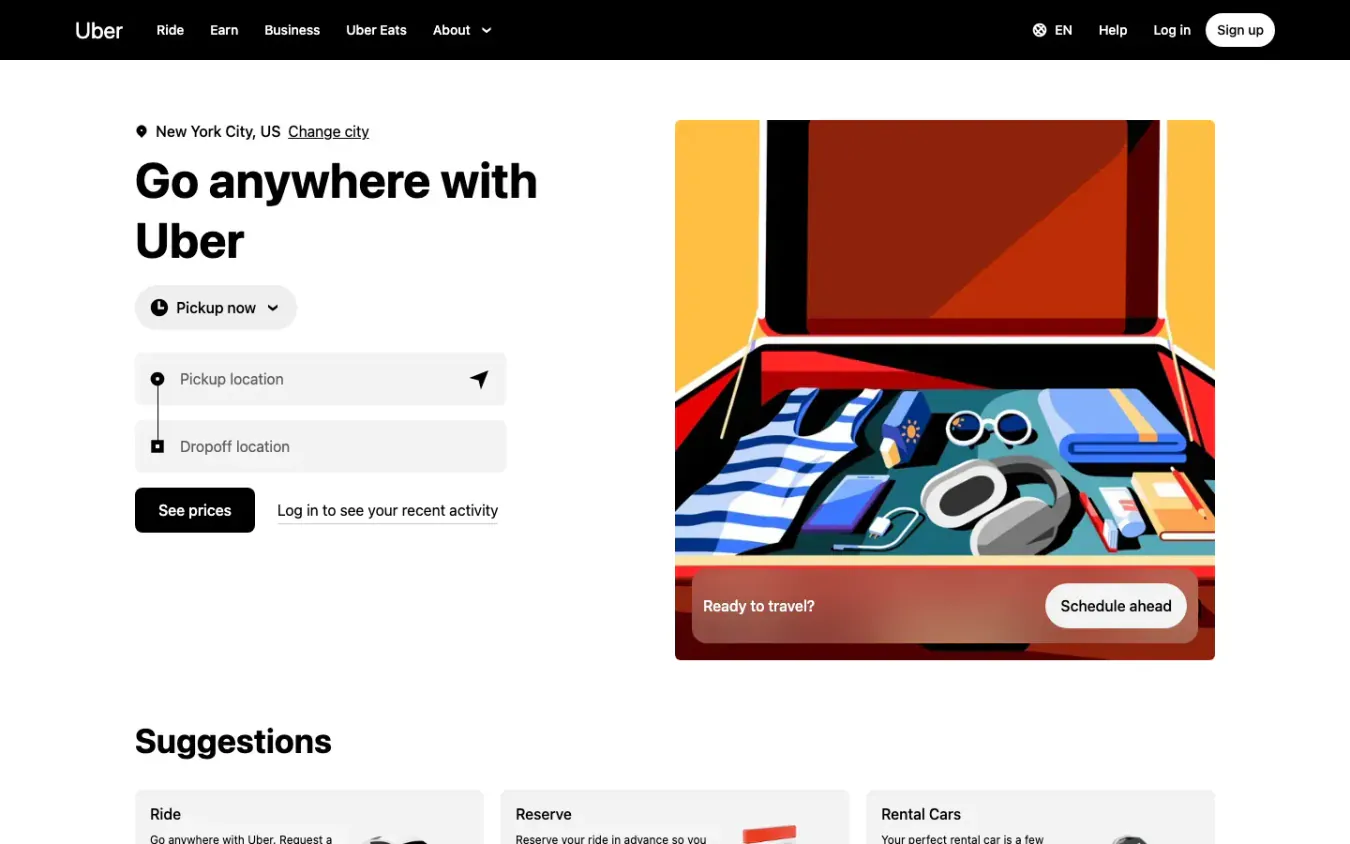 Uber: Desktop preview