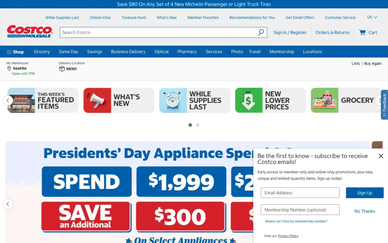 Costco: Desktop preview