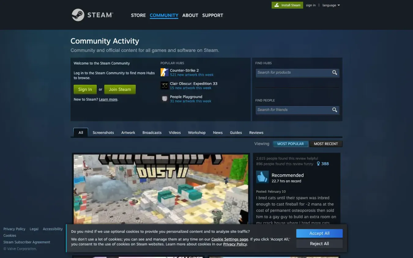 Steam Community: Desktop preview