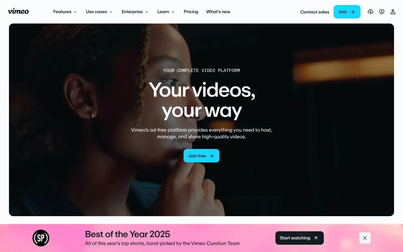 Vimeo: Desktop preview