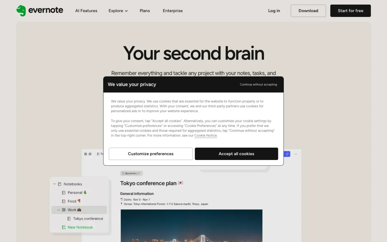Evernote: Desktop preview