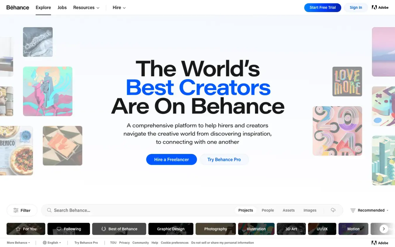 Behance: Desktop preview