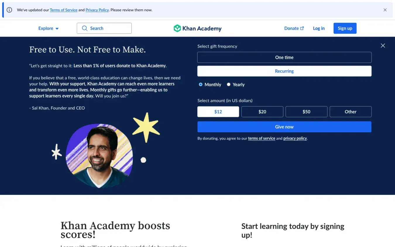 Khan Academy: Desktop preview
